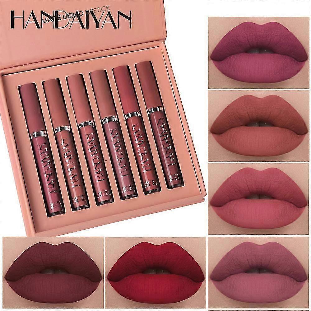 HANDAIYAN 6 PCS/Set Flüssiger Lippenstift Lipgloss Matt Langanhaltendes Lippen Make-up ~ Bestseller_c*