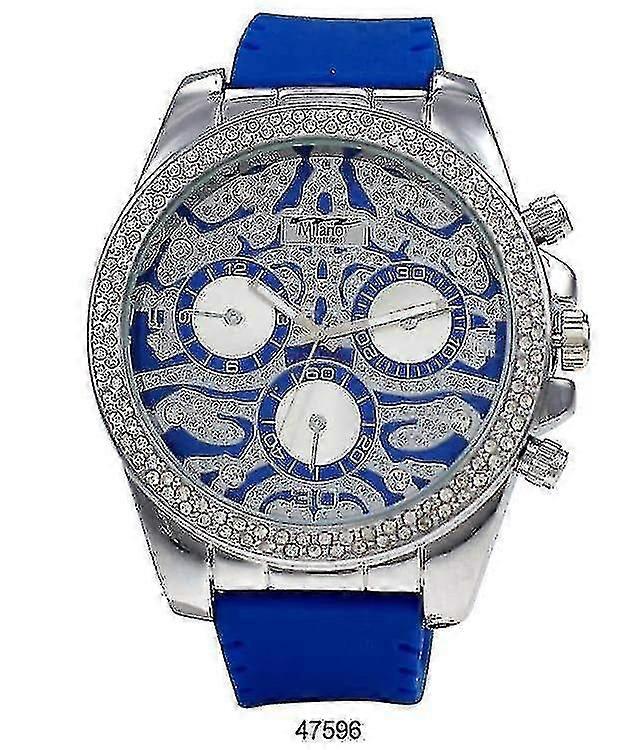 Iced Out Rubber Strap Analog Watch