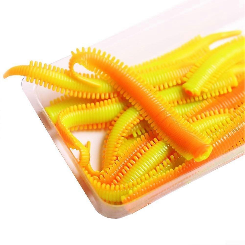 TPR Simulation Sand Silkworm Fishing Lures Pack Of 10 No. 4 YellowOrange Realistic Movement For Fish Attraction