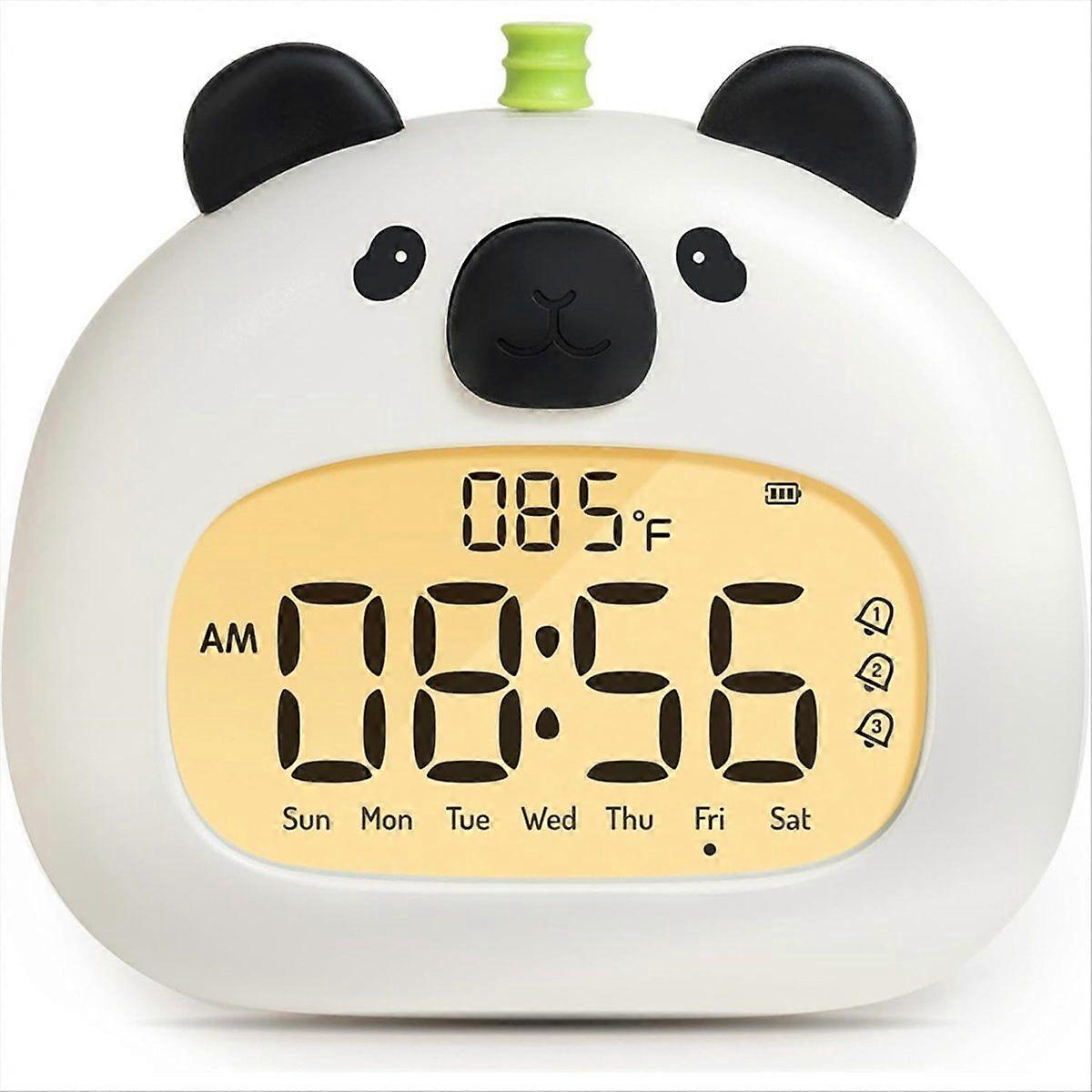 Panda Sleep Trainer Alarm Clock for Kids, USB Rechargeable, 3 Alarms Timer Wake Up Helper for Boys