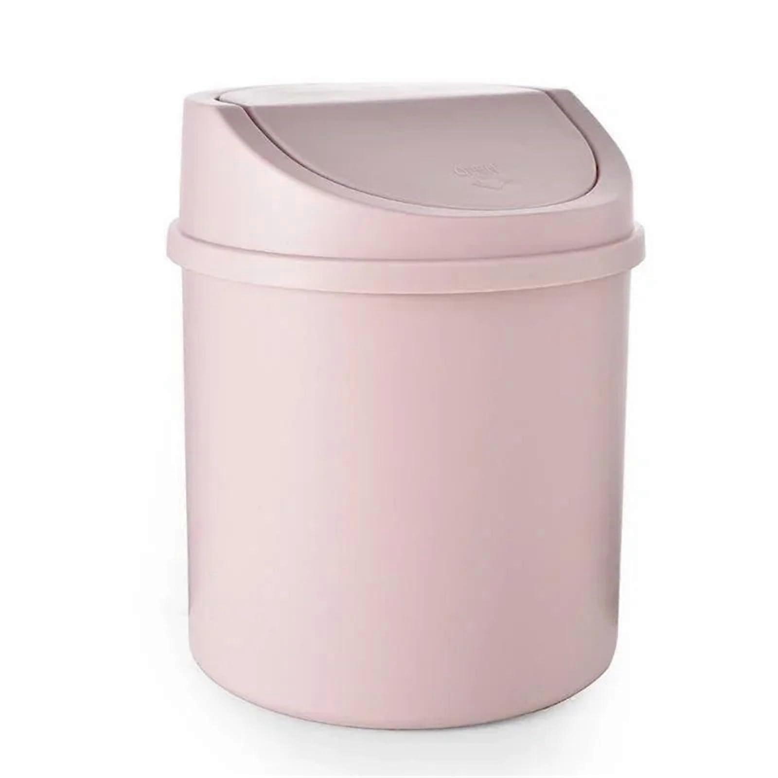Mini Desktop Bin 1Piece With Cover Pink Small Trash Can For Home Desk
