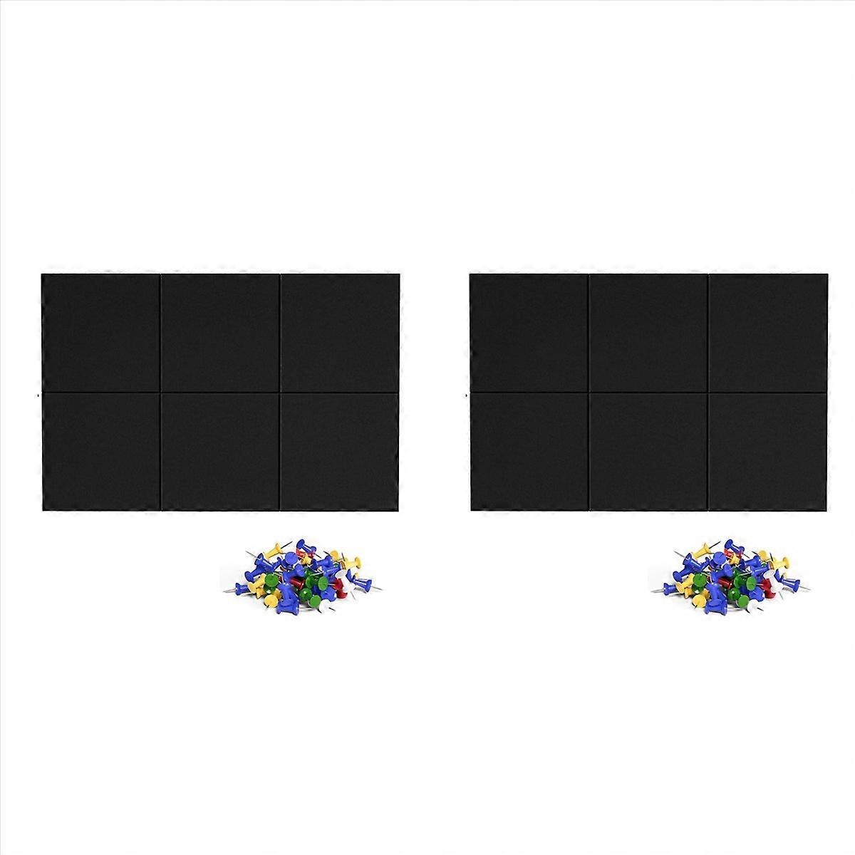 Cork Board Alternative, 6 Pack Felt Wall Tiles with 50 Pushpins