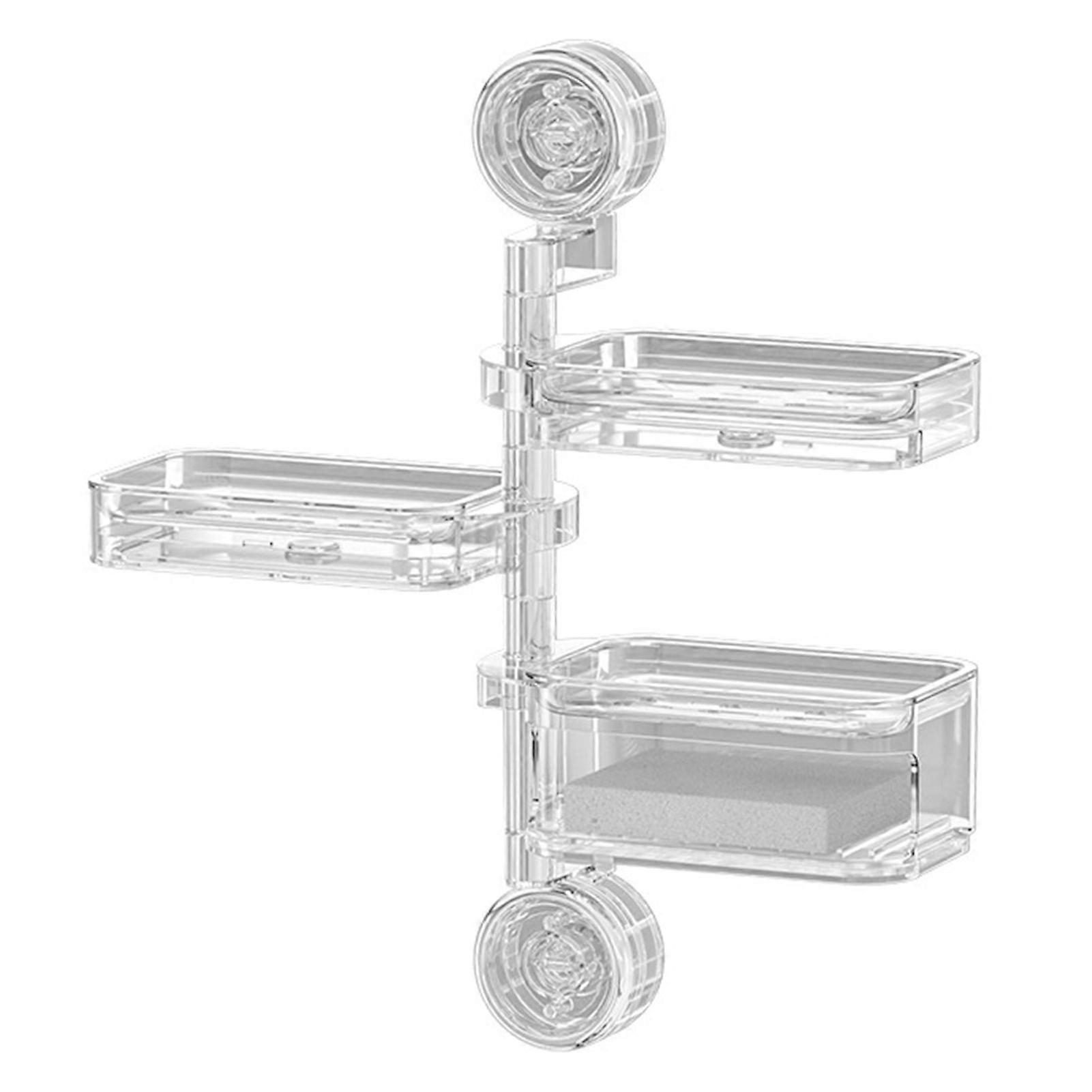 Jikaixiang Suction Cup Storage Holder Soap Box Strong Load-bearing Multi-layer Design Easy Installation Wall-Mounted Storage Shelf