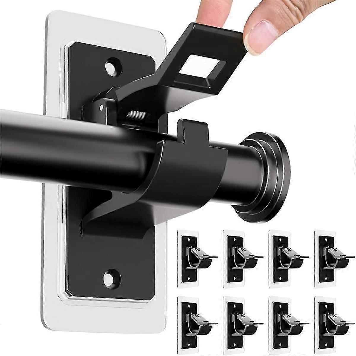 8Pcs No Drill Curtain Rod Brackets for Bedroom Bathroom B