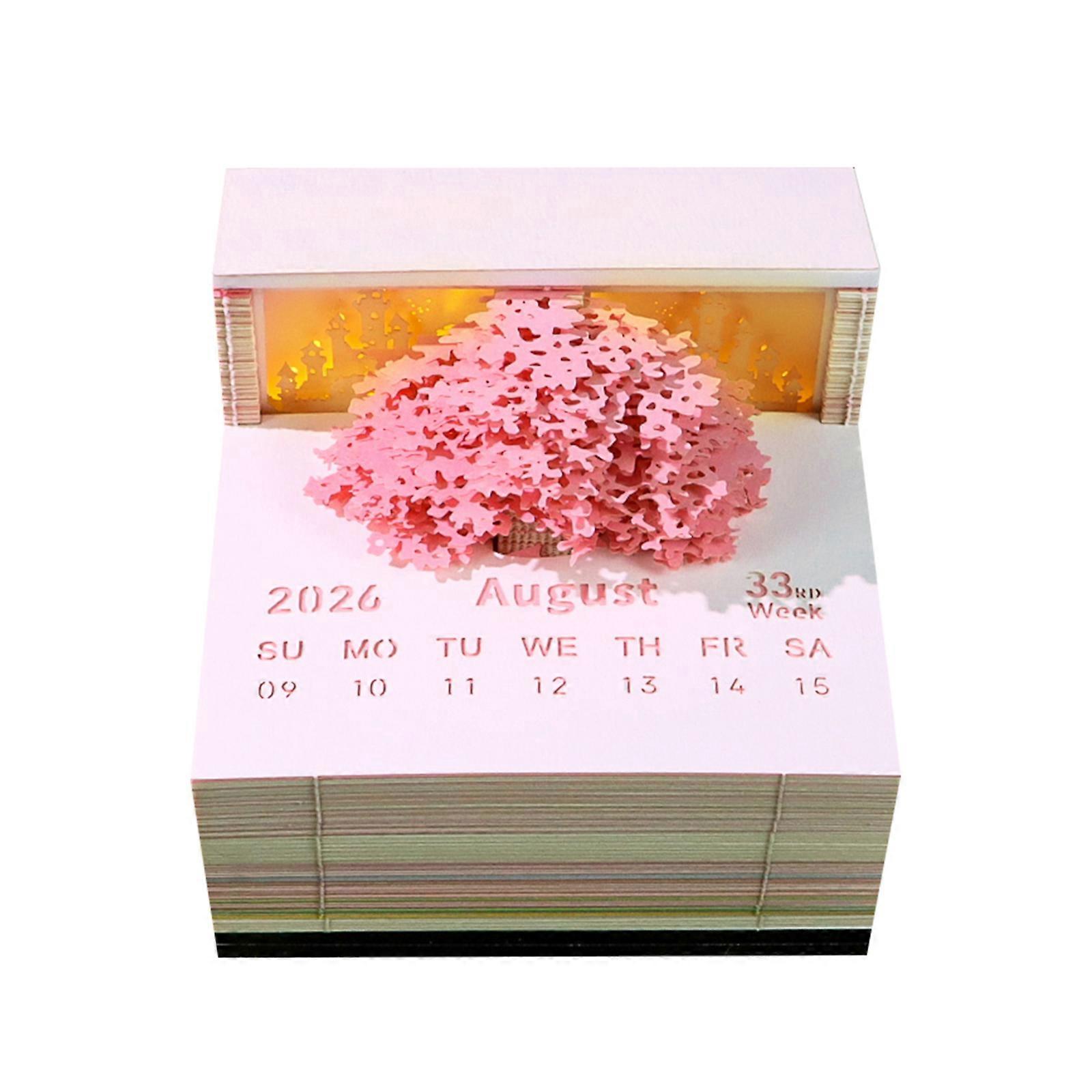 Additional twenty twenty six Weekly Desk Calendar Press Button Toss Blossomy Treehouse Creation Note Pad Gift Concept  pink