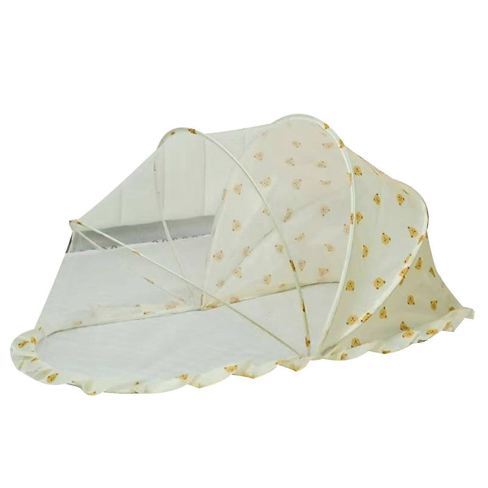 Lightweight Infant Bed Canopy Feature Portable Mesh Shelter Partial Shade for Playard Safety Lovely Bear Pattern Multicolor