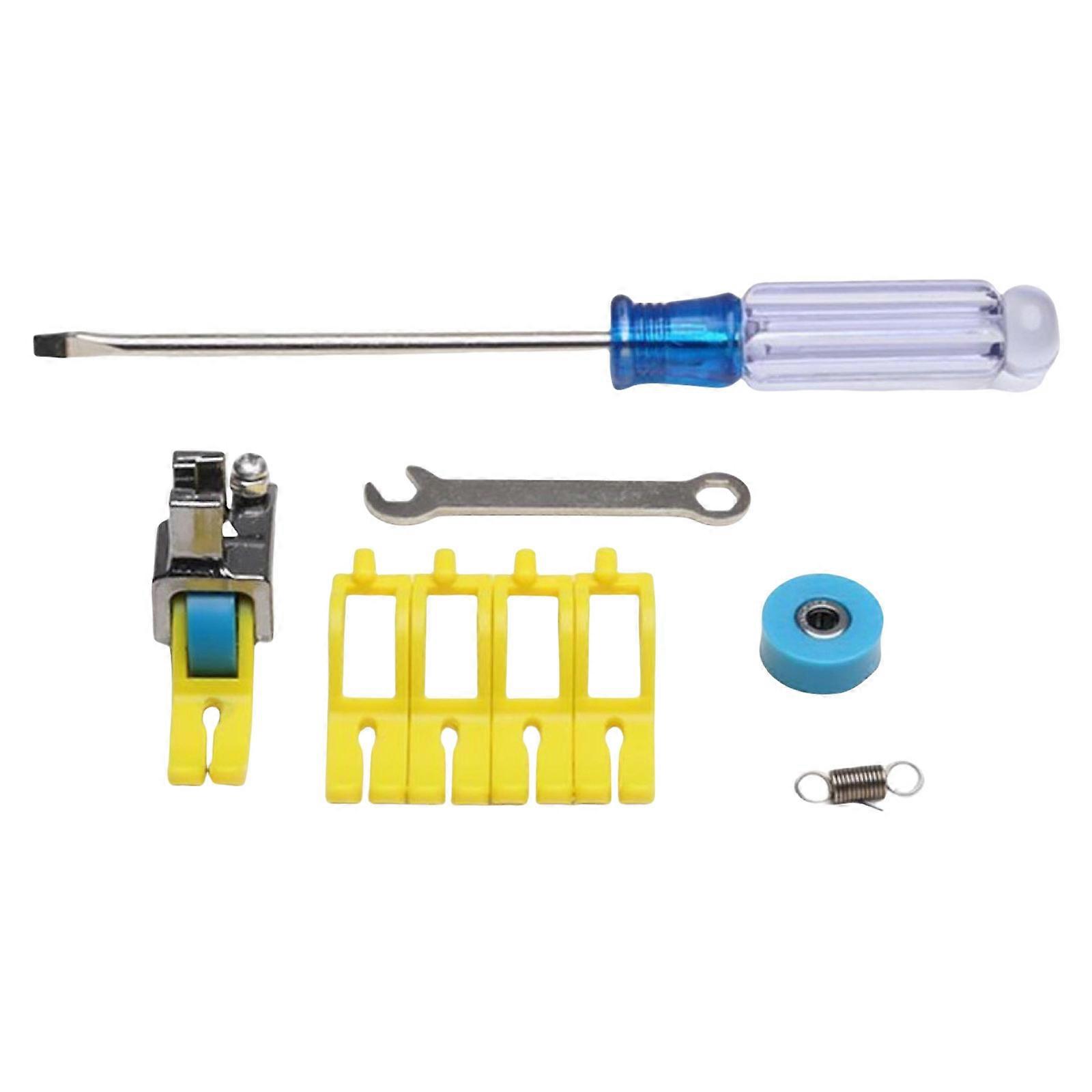 Sewing Machine Roller Presser Foot with Install Tool Replaceable Flat Car Roller Presser Feet for Thin and Thick Fabric Multicolor