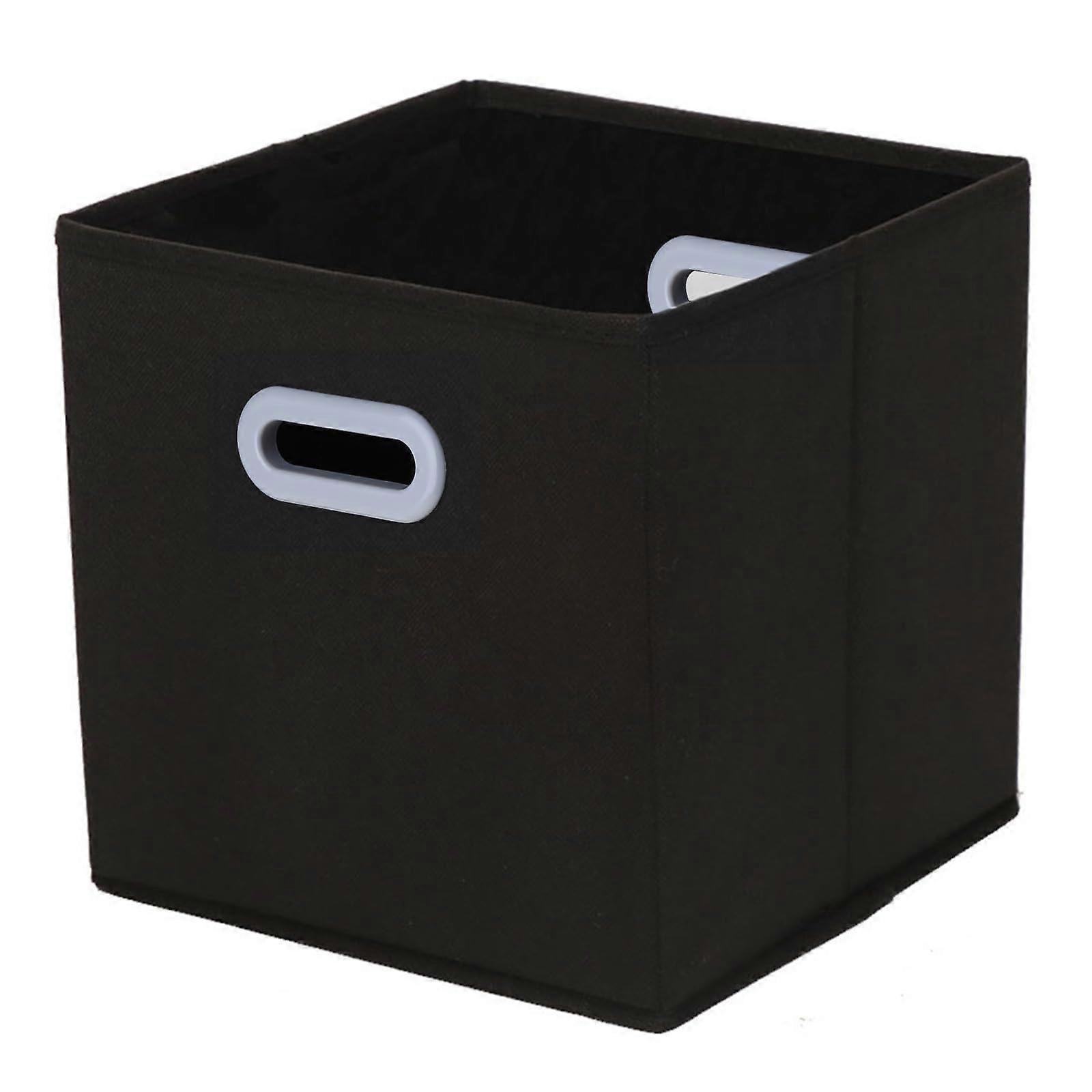 Cloth Cube Storage Boxes Double Metal Handle Folding Basket Black Fabric Storage Organizer Foldable