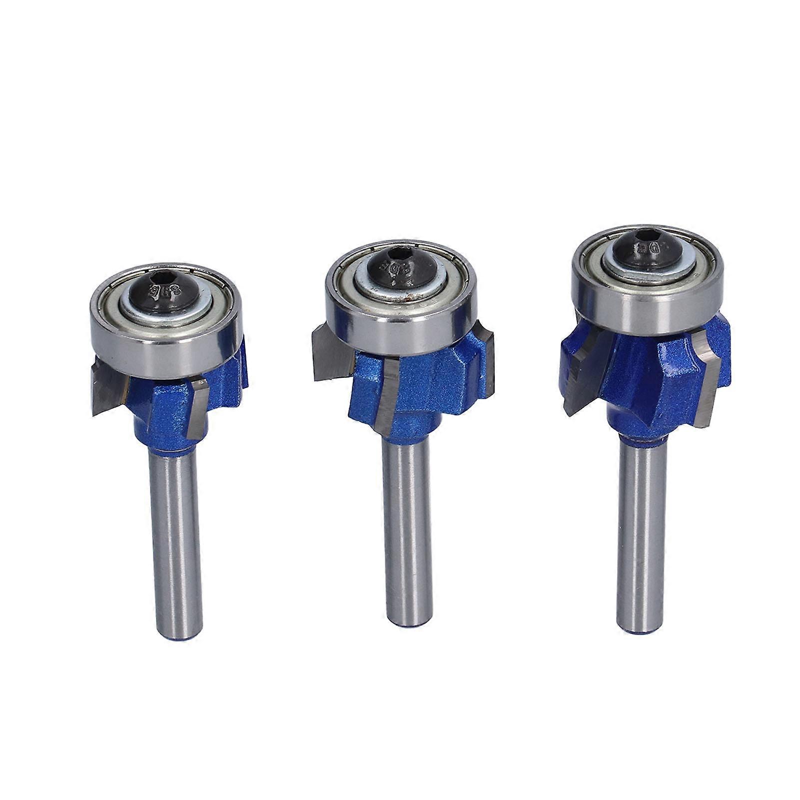 3Pcs Roundover Edging Router Bit 1/4in Shank 4 Tooth Round Routers Bits for Woodworking
