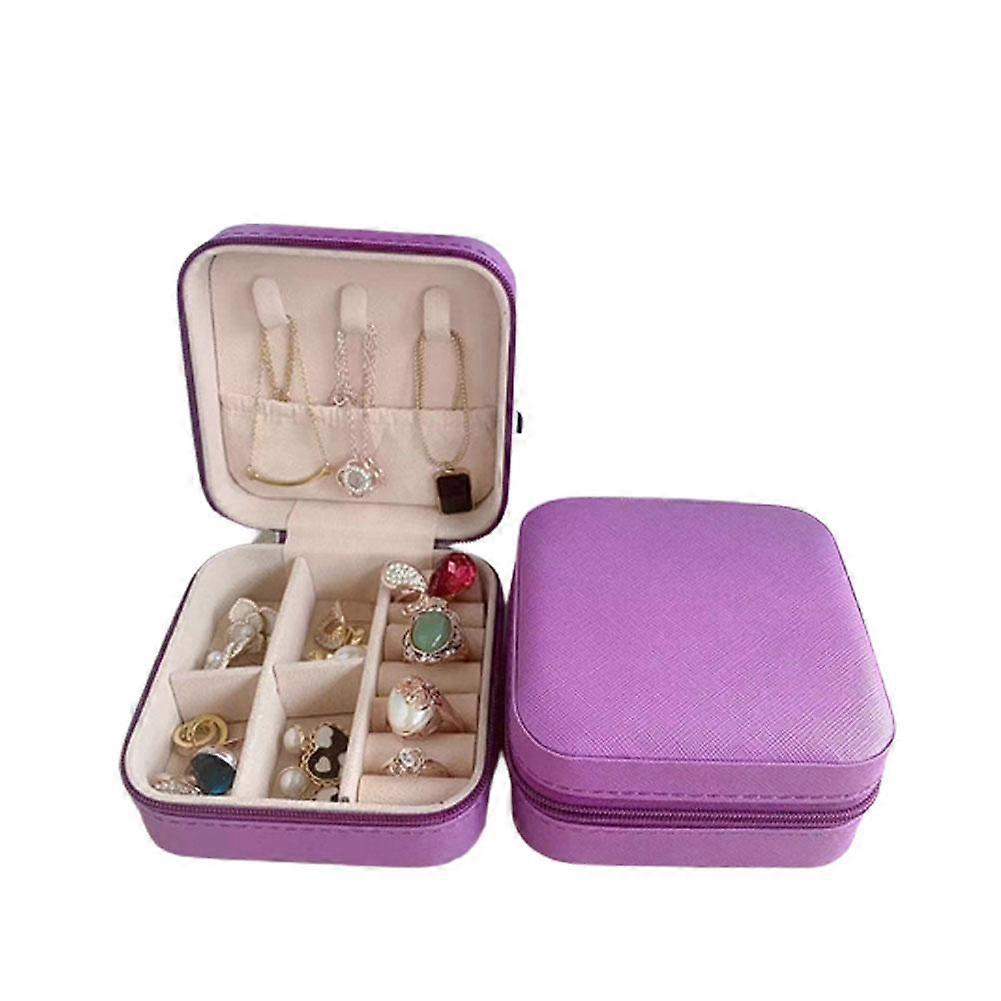 Portable Jewelry Box with Soft Velvet Interior Multiple Compartments Secure Closure for Travel Storage
