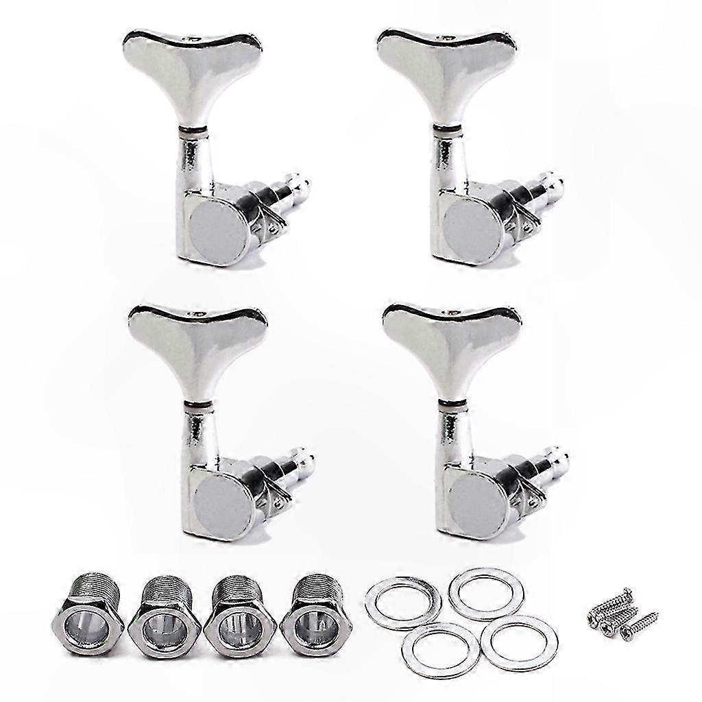 Chrome Electric Bass Guitar Tuners - Machine Heads with Buttons for Bass Guitar Tuning Keys