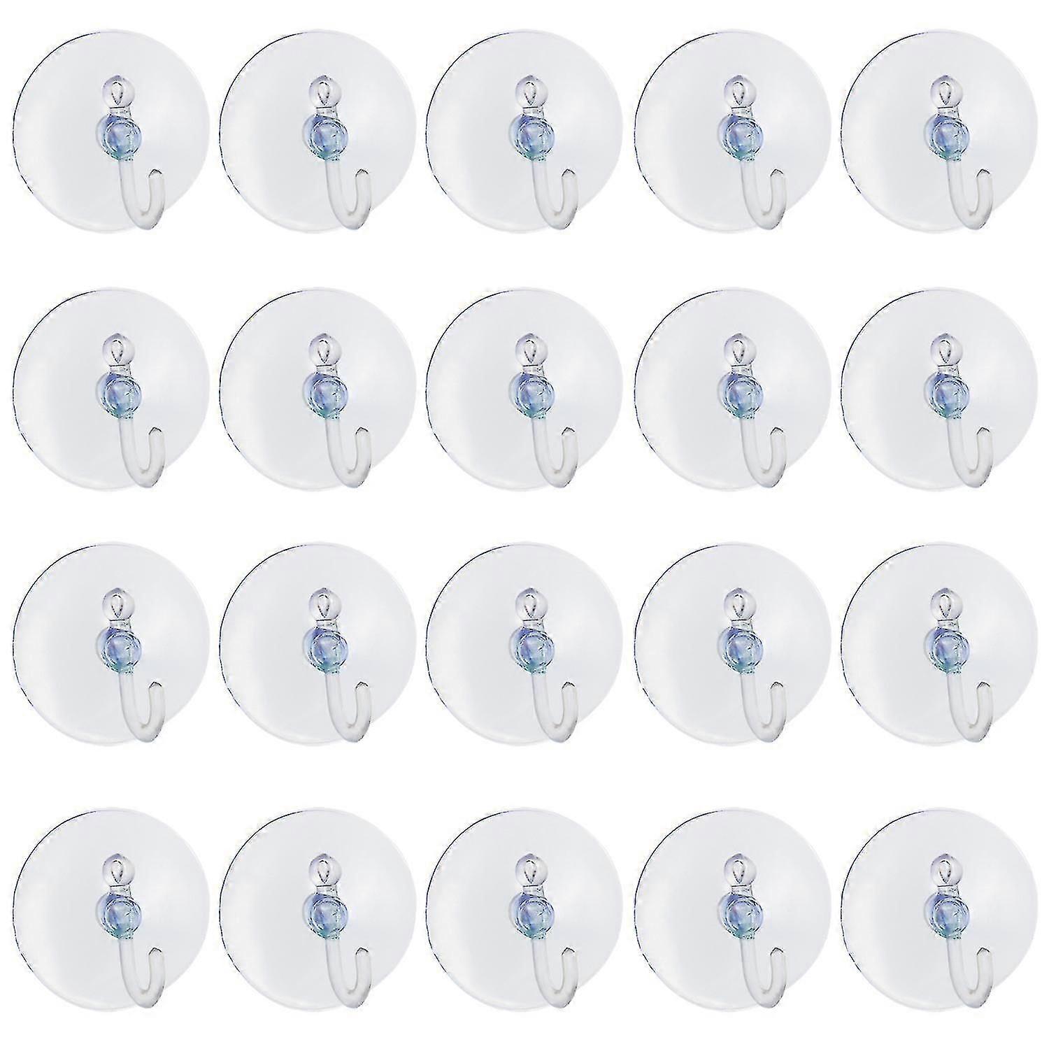 20 Clear Plastic Suction Cups Hooks Window Decoration Cabinet Sucker