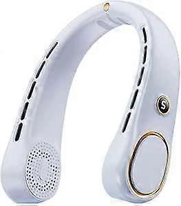 Portable Neck Fan Rechargeable 5 Speeds LED Display Bladeless 3000mAh Silent Hands  Wearable  Cooling White