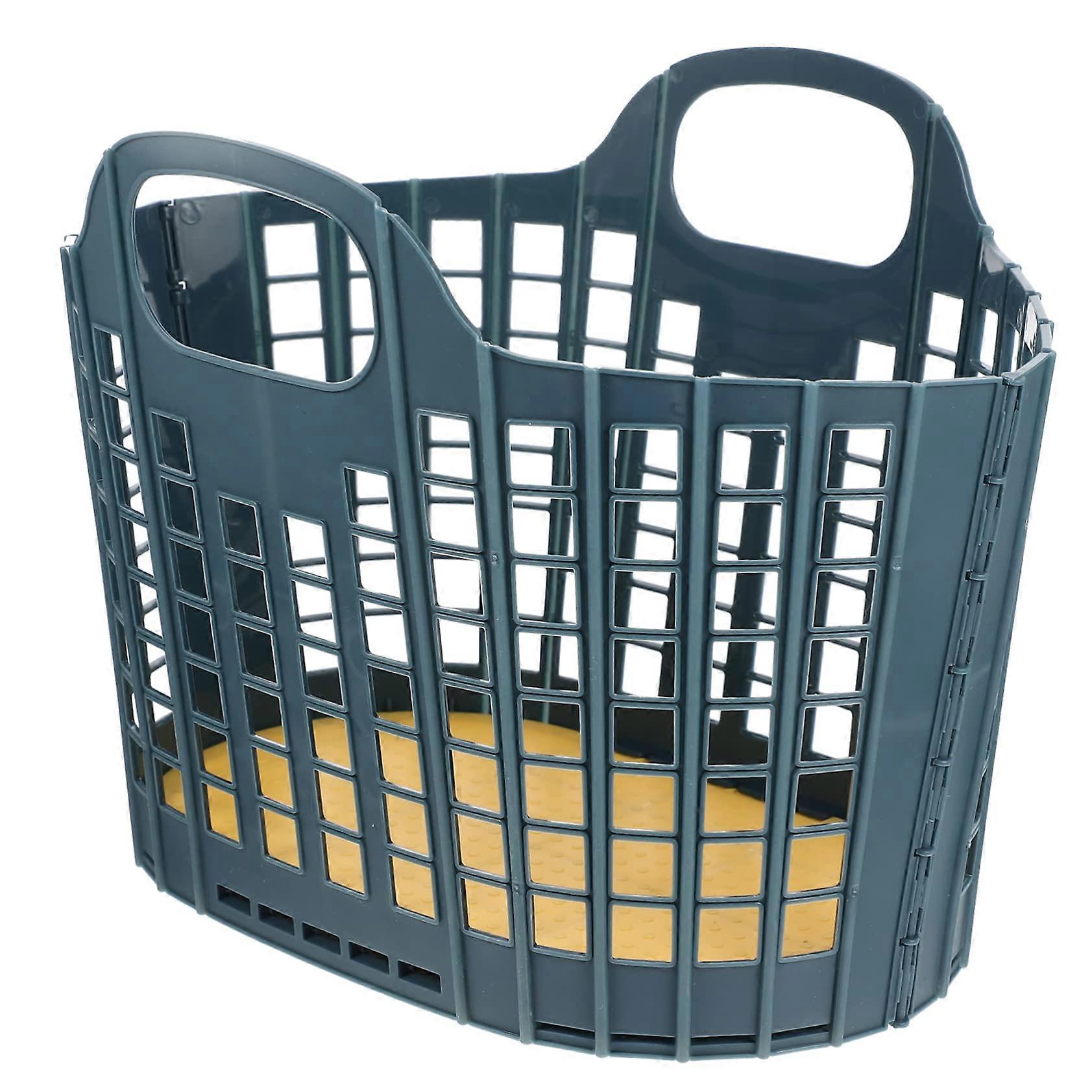 Foldable MultiFunction Basket for Fruits and Vegetables Blue Portable Storage With Handle for Picnic and Shopping