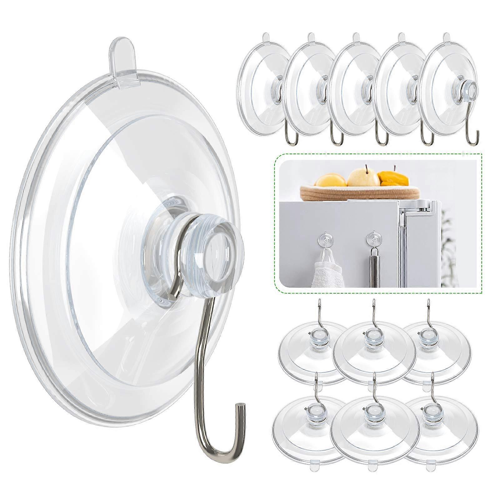 Suction Cup Hooks 45 Mm Clear PVC With Metal Hooks Removable Small Suction Cups For Kitchen Bath Shower Window 12 Pack