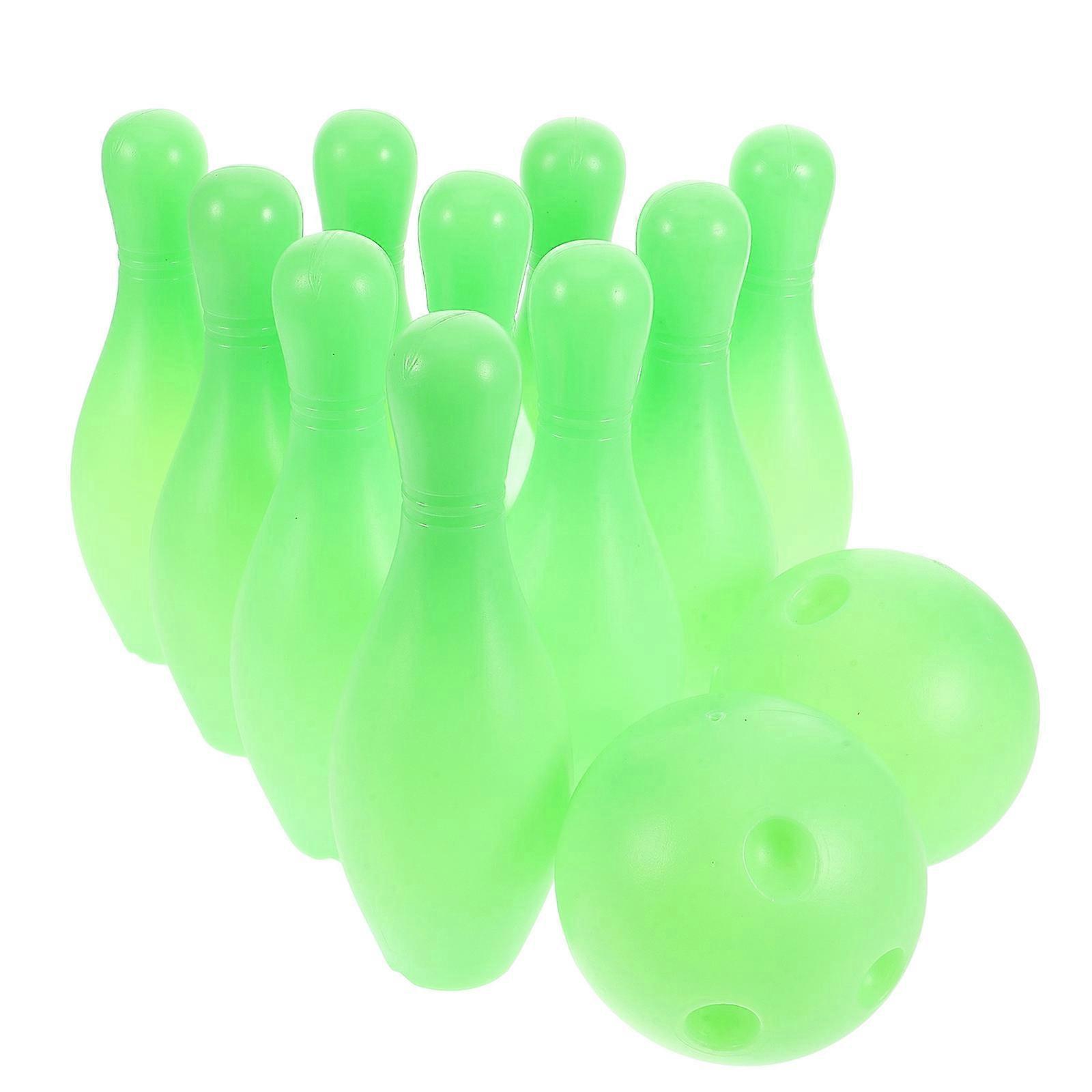 Mini Bowling Toy Set for Playing with Luminous Plastic Pins 1Set