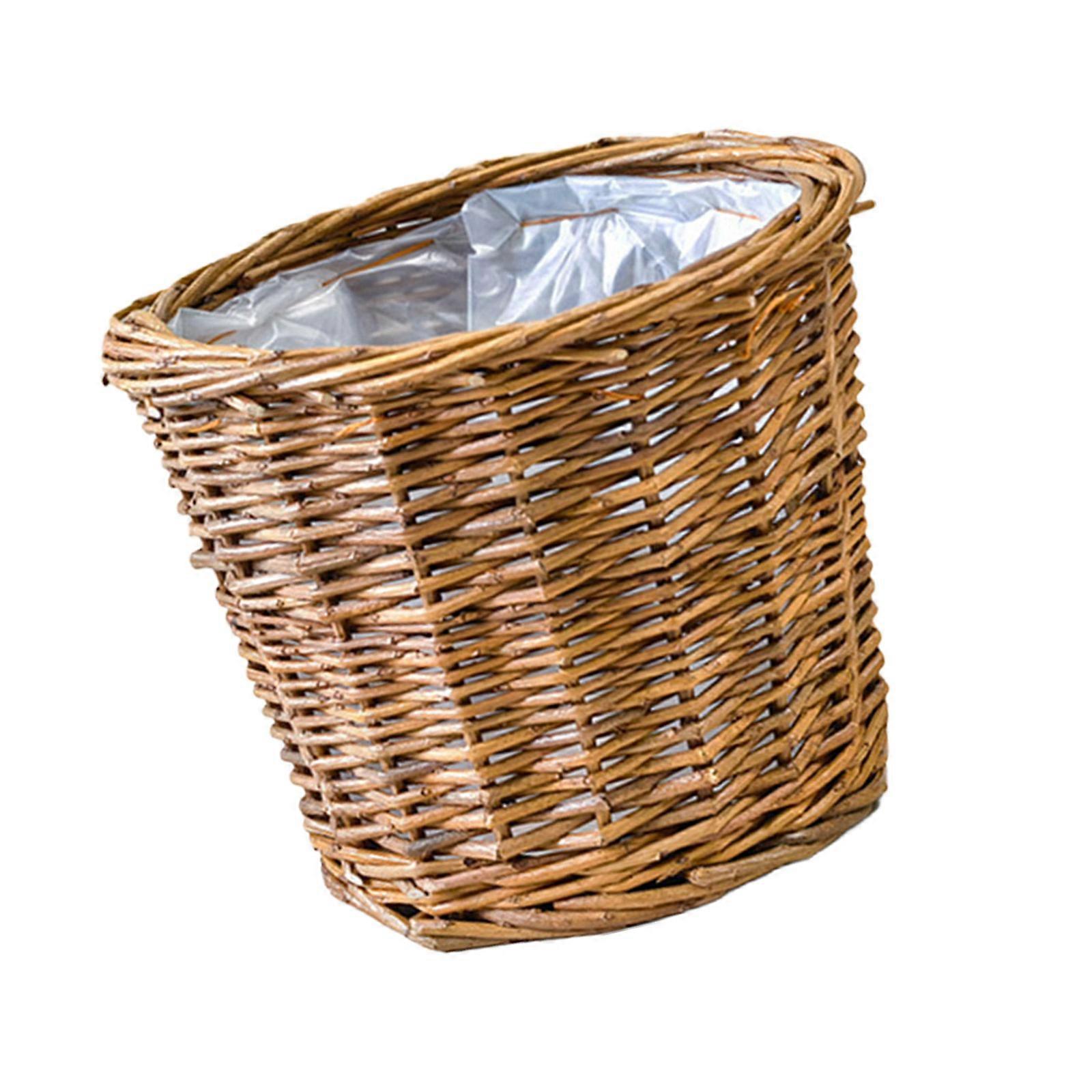 Green Woven Desk Storage Basket With Sturdy Structure And Easy Carry Handle Multicolor