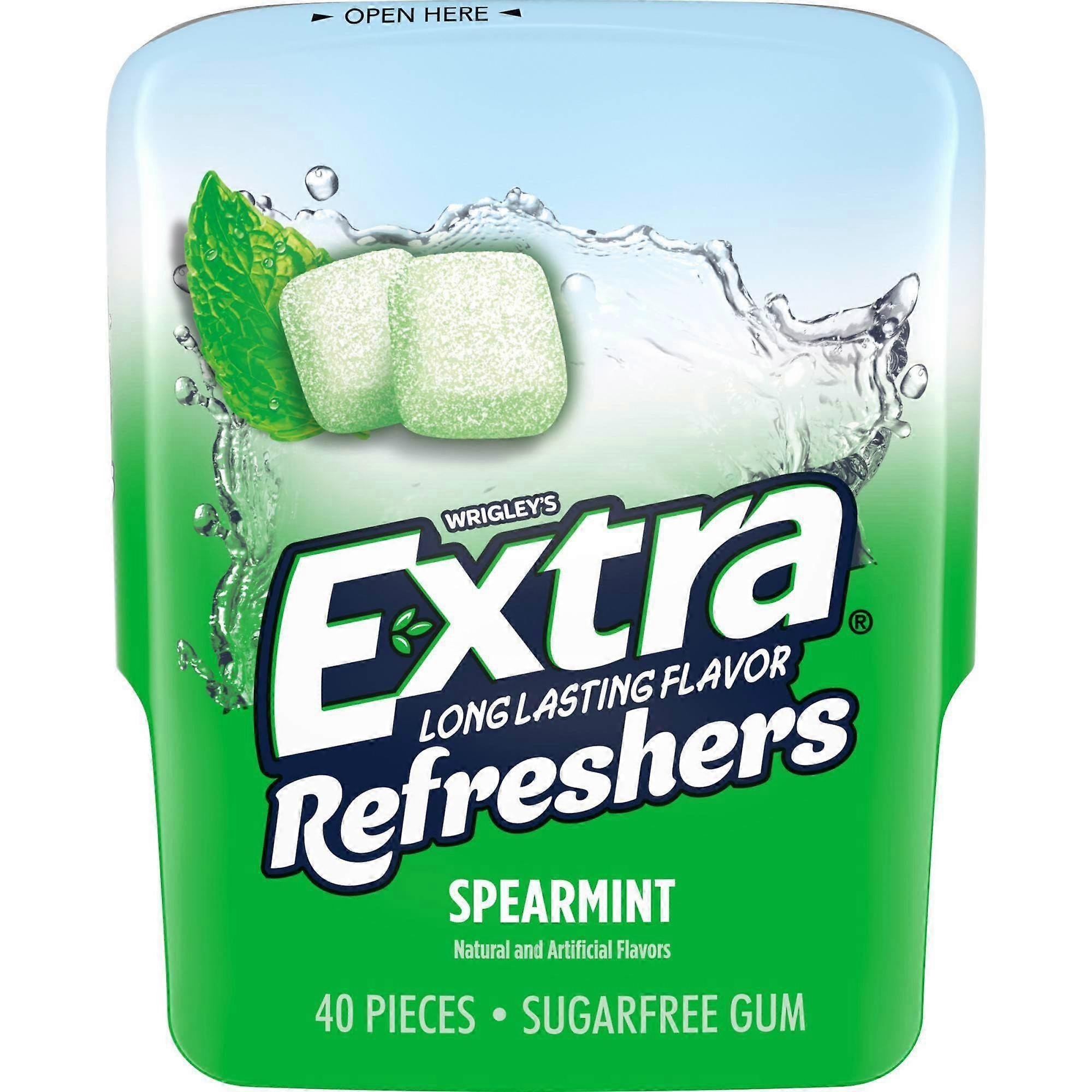 Extra Refreshers Gomme sans sucre à la menthe verte, 40 ch.