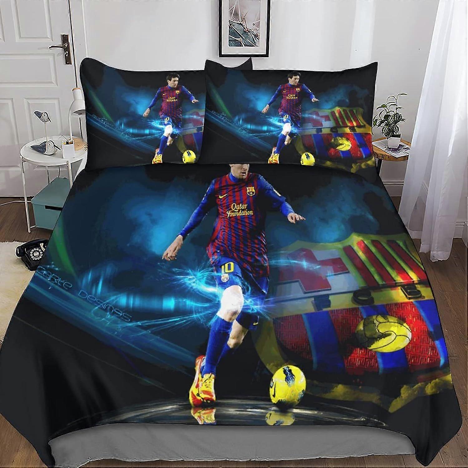 ليونيل ميسي الفراش المغسول كرة القدم سوبر ستار لحاف غطاء مع سحاب إغلاق لينة ستوكات لحاف غطاء الأولاد والبنات مزدوجة