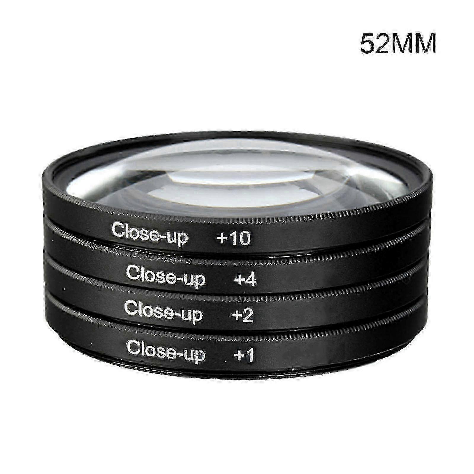 Universal 49-82mm Macro Lens Filter Kit - 4Pcs (+1 +2 +4 +10) for Close-Up Photography