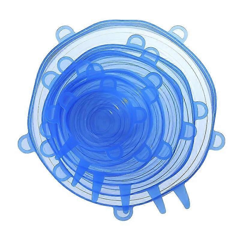 Silicone Stretch Lids Reusable Food Covers for Bowls and Containers Microwave Safe 6PCS Blue