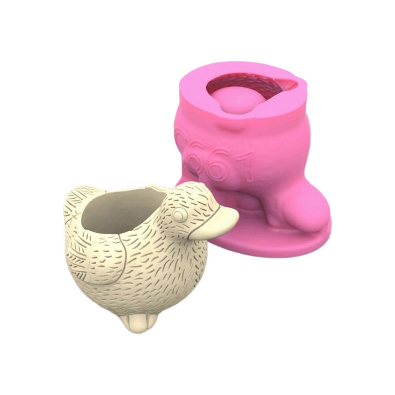 תבנית סיליקון רב תכליתית לעציץ, תבניות בטון, תבנית אגרטל בצורת ברווז, מתאימה להכנת מחזיק עטים לאגרטל פרחים, ססגוניות