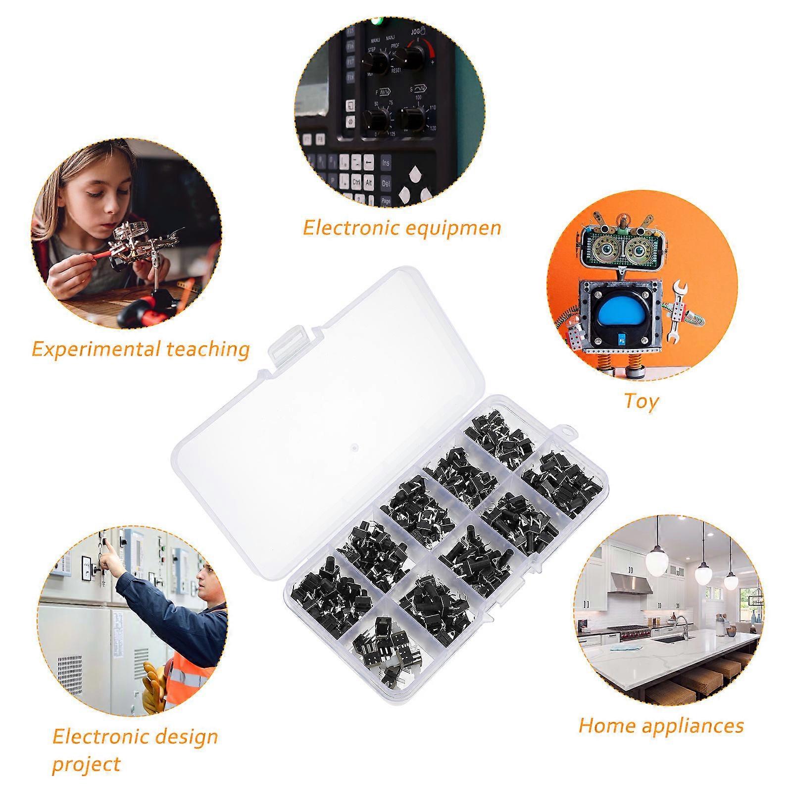 180Pcs Tactile Push Button Switch Micro Momentary Tact Button Switches