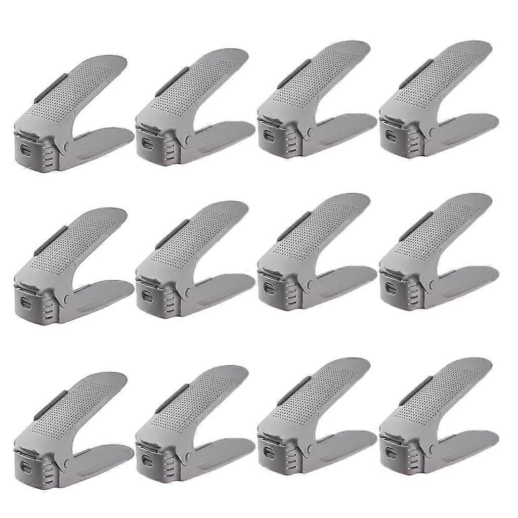 Shoe Slots Organizer Adjustable Height 12Piece PP Shoe Rack Set for Flats and Heels Green