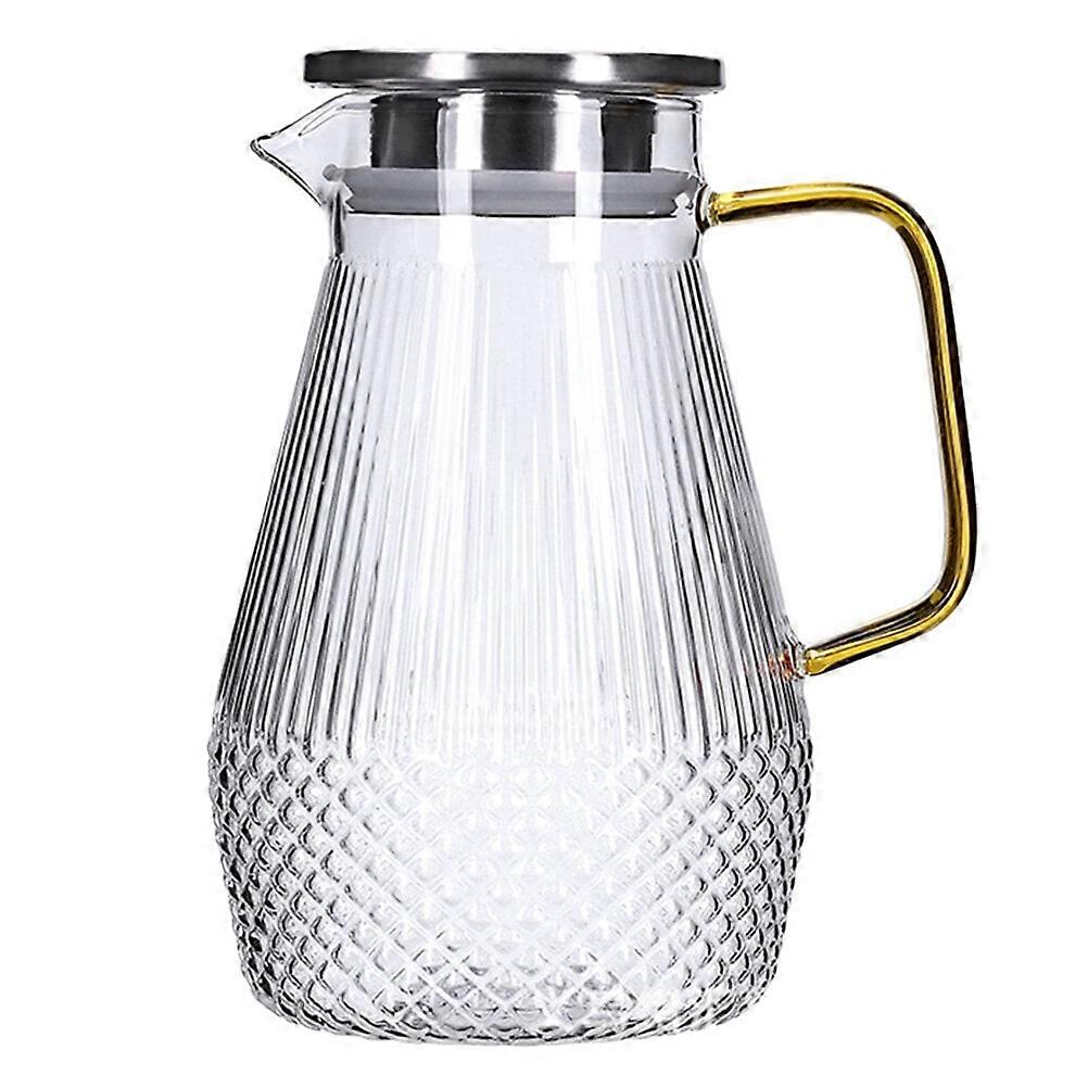 Glass Pitcher with Lid and Spout, 50 oz/1500ml for Hot/Cold Water, Coffee, Juice