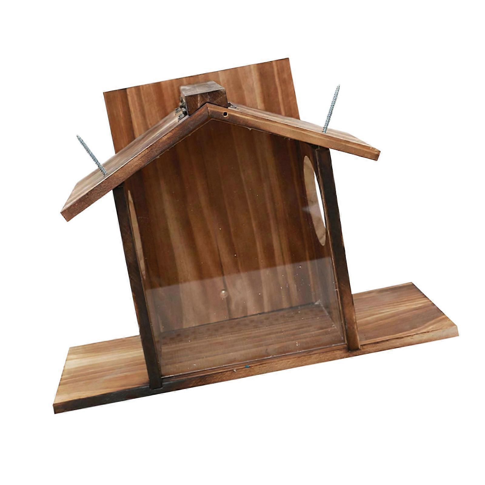 Large Capacity Squirrels Feeders Crafted From Solid Pine Wood Including Acrylic Front Panel And Corn Mounting Screws Multicolor