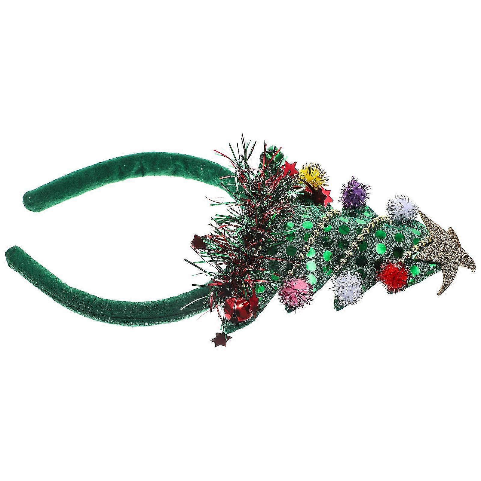 Festive Headband for Christmas Party Tree Design Fabric Material