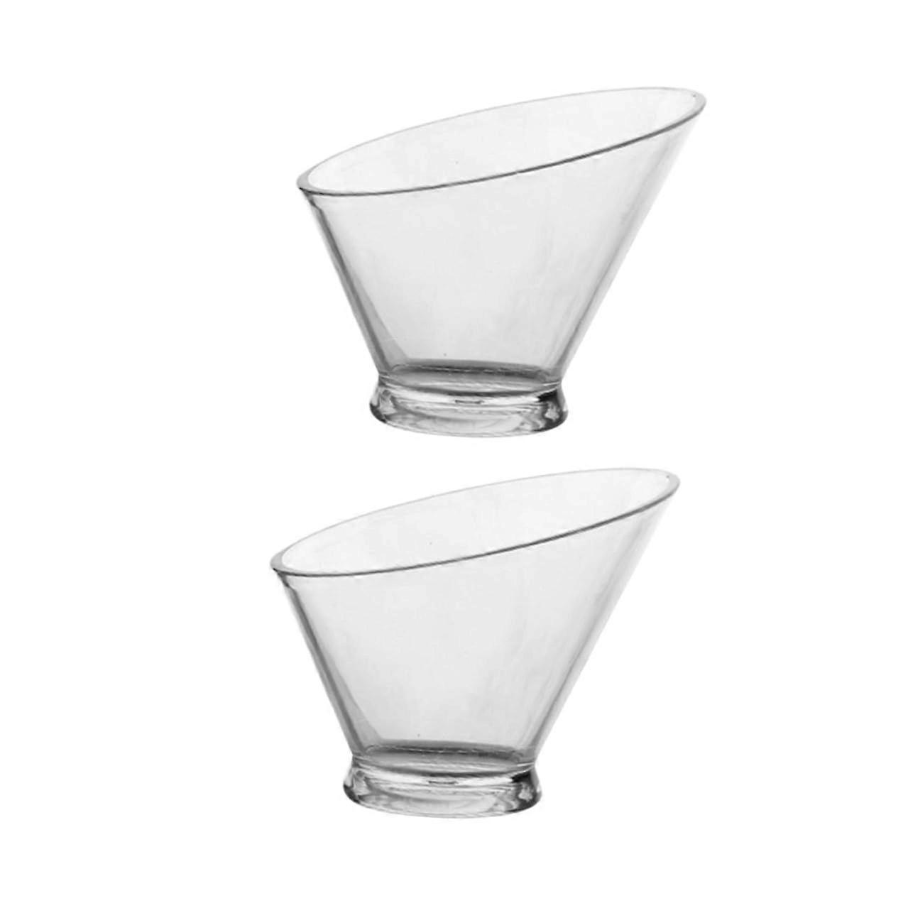 2Pcs Clear Plastic Salad Bowls Elegant Multipurpose Serving Cups for Parties and Everyday Use