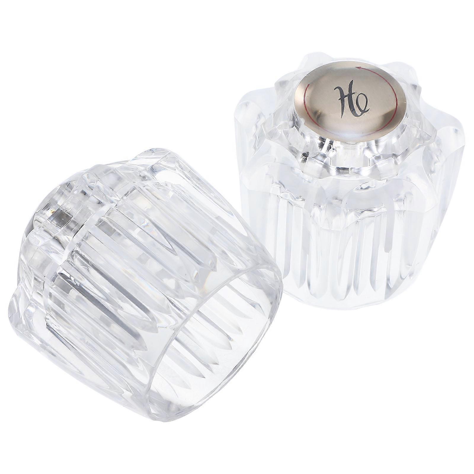 Hot and Cold Water Control Faucet Handle Transparent Color Minimalist Design Easy to Install for Bathtub and Shower Faucets 2Pack