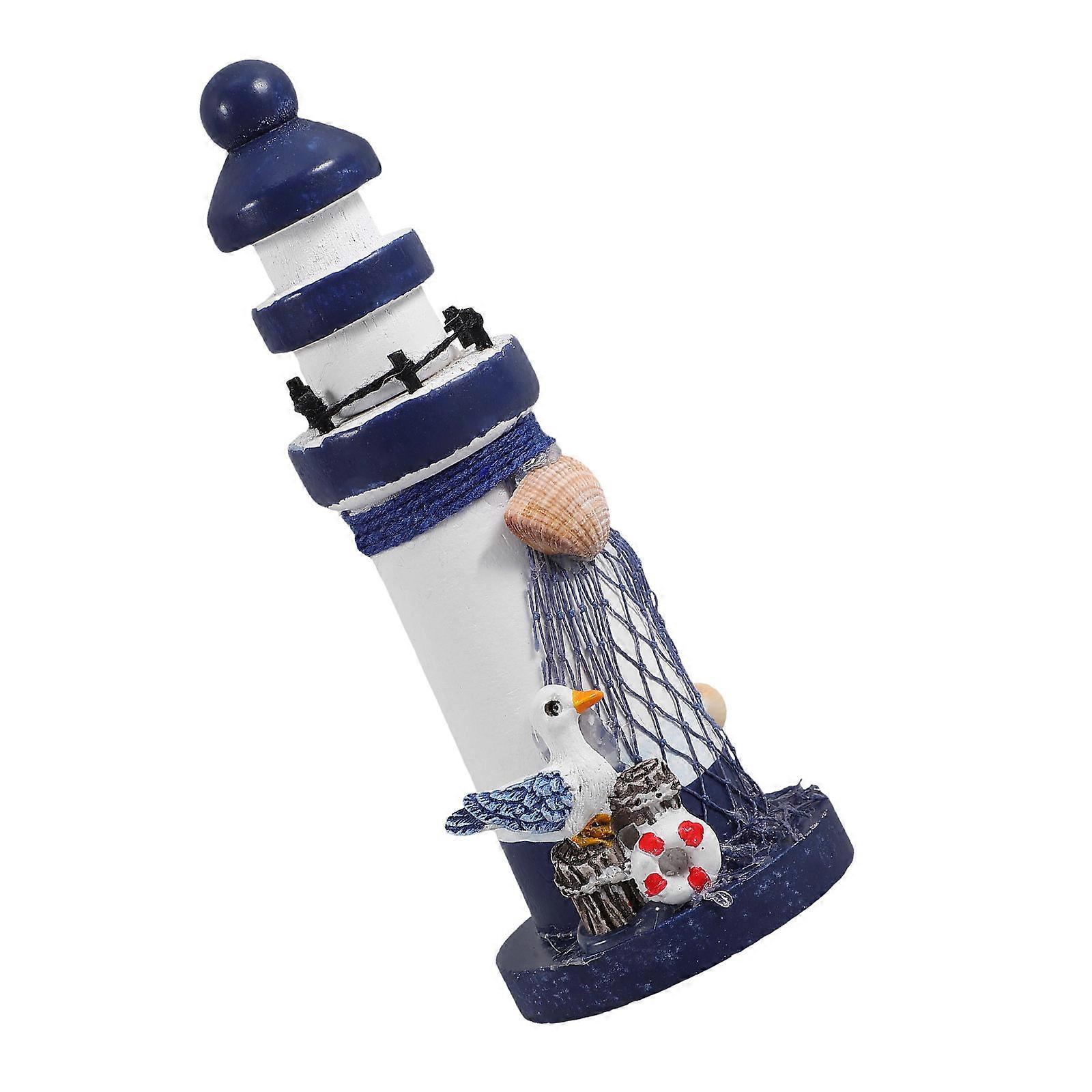 Lighthouse Decor Blue Wooden Mini Lighthouse Model for Home Decor
