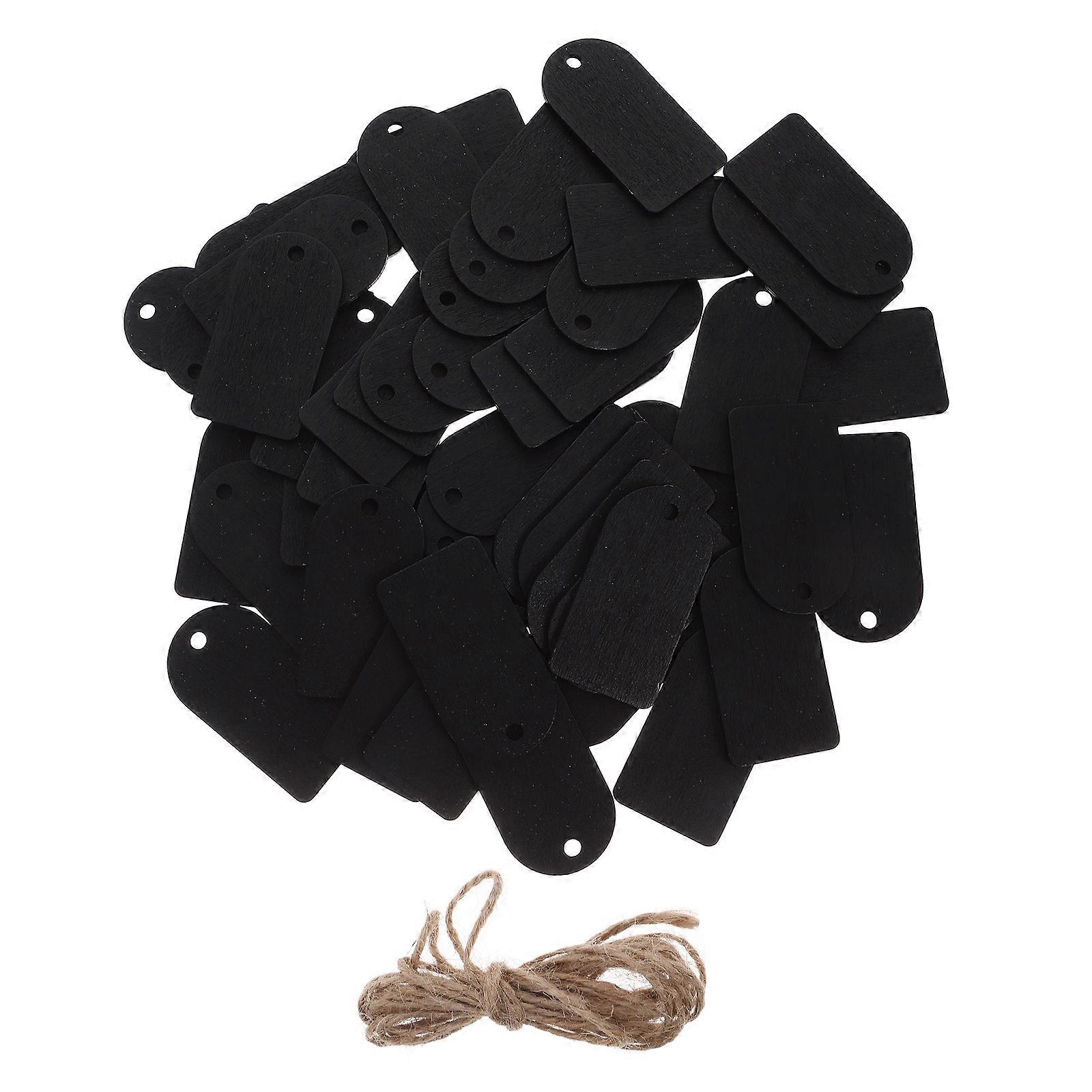 Wooden Mini Chalkboard Tags Double-Sided Writable for Decoration 50Sets