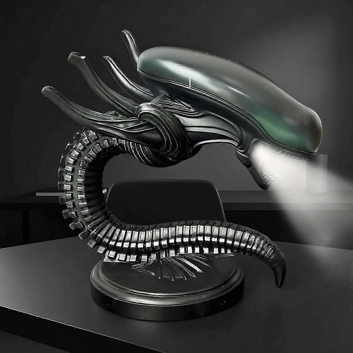 Xenomorph Desk Lamp with Adjustable Spine, SciFi LED Light, Black Alien Collectible USB