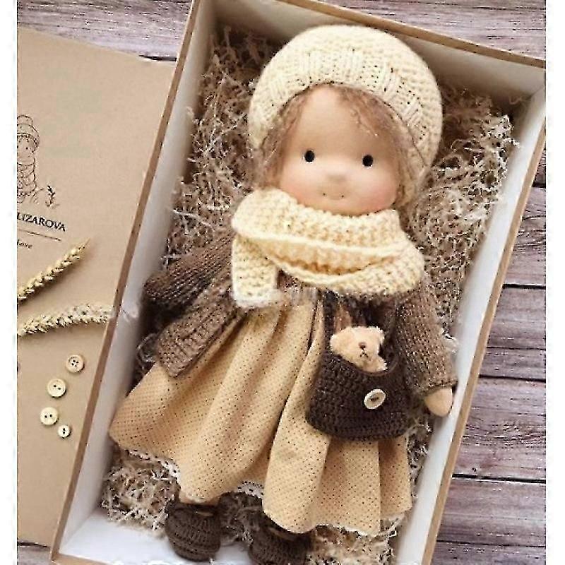 Handgemachte Waldorfpuppe, handgemachte gestrickte Puppe handgemachte Plüschpuppe, Weihnachts-Waldorfpuppe, Weihnachtsgeburtstagsgeschenk Mädchen