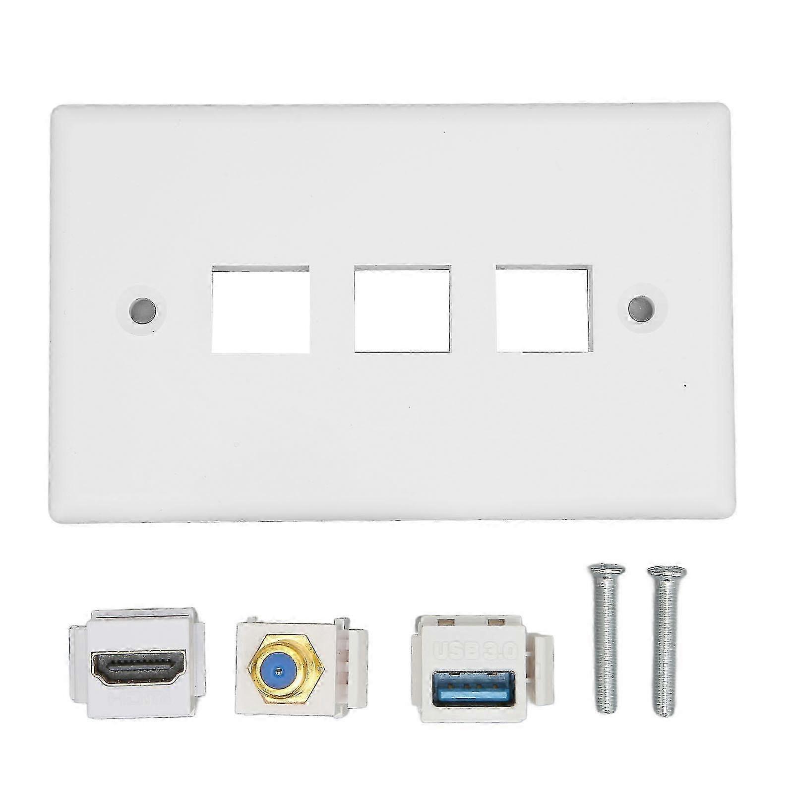 HD Multimedia Interface Ethernet Wall Plate Soldering Free HD USB3.0 TV F Type Wall Plate for Projector Computers 25-26S