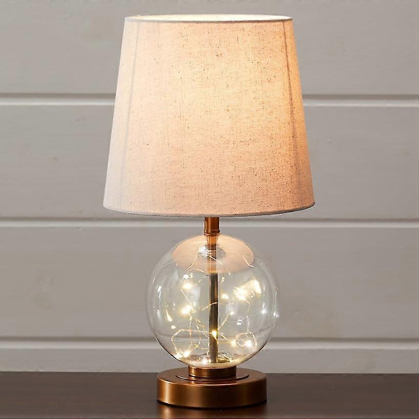 Fairy Light Table Lamp with Glass Base and Fabric Shade for Warm Ambient Bedside Decor  Black