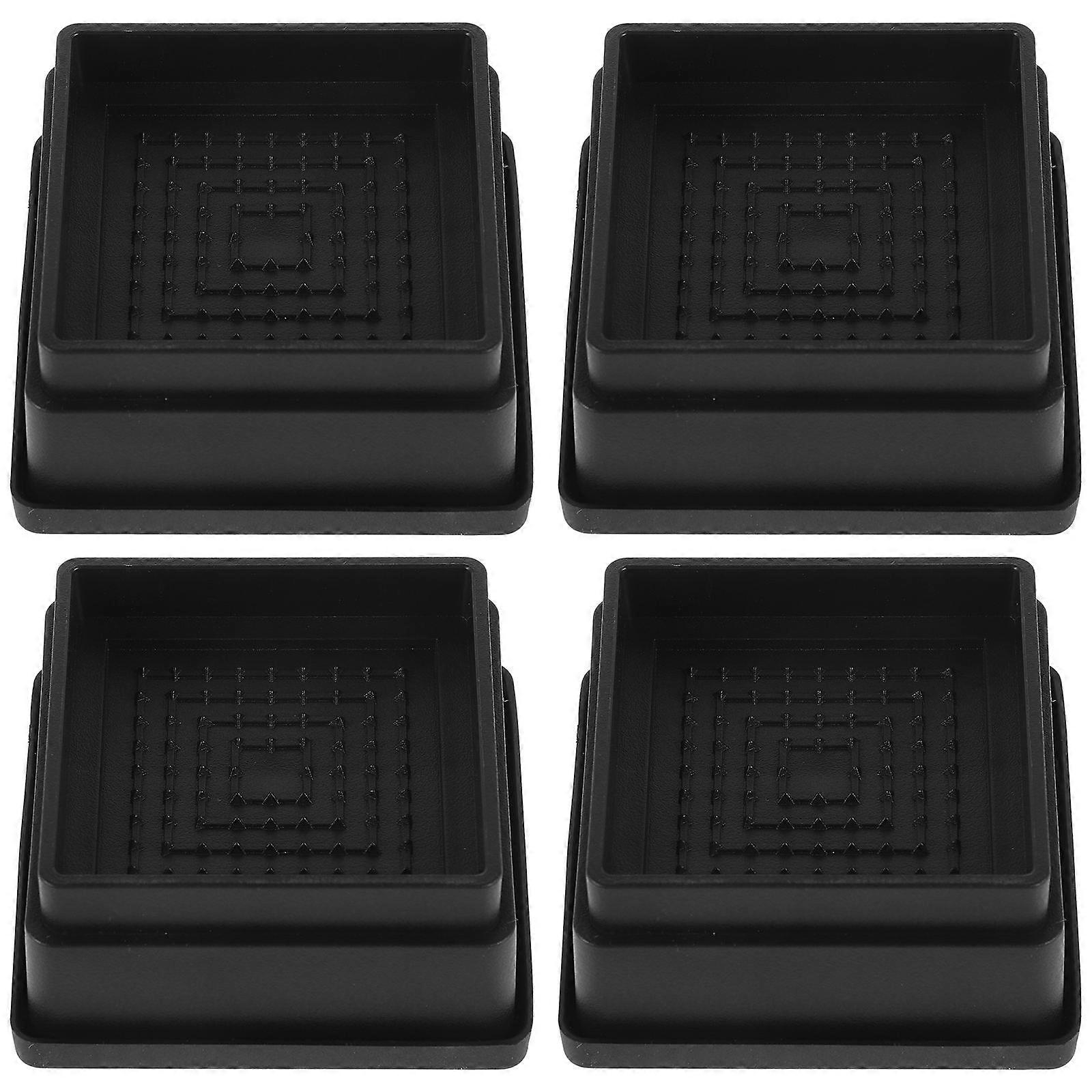 4Pcs Black Furniture Risers for Lifting Beds and Sofas Safely