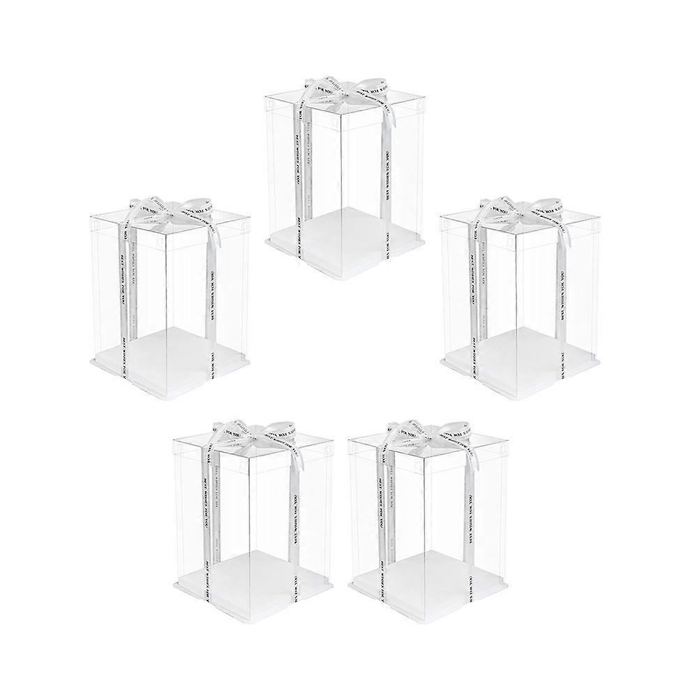 Birthday Cake Box White Double Layer Cake Container for Storage 5Pcs