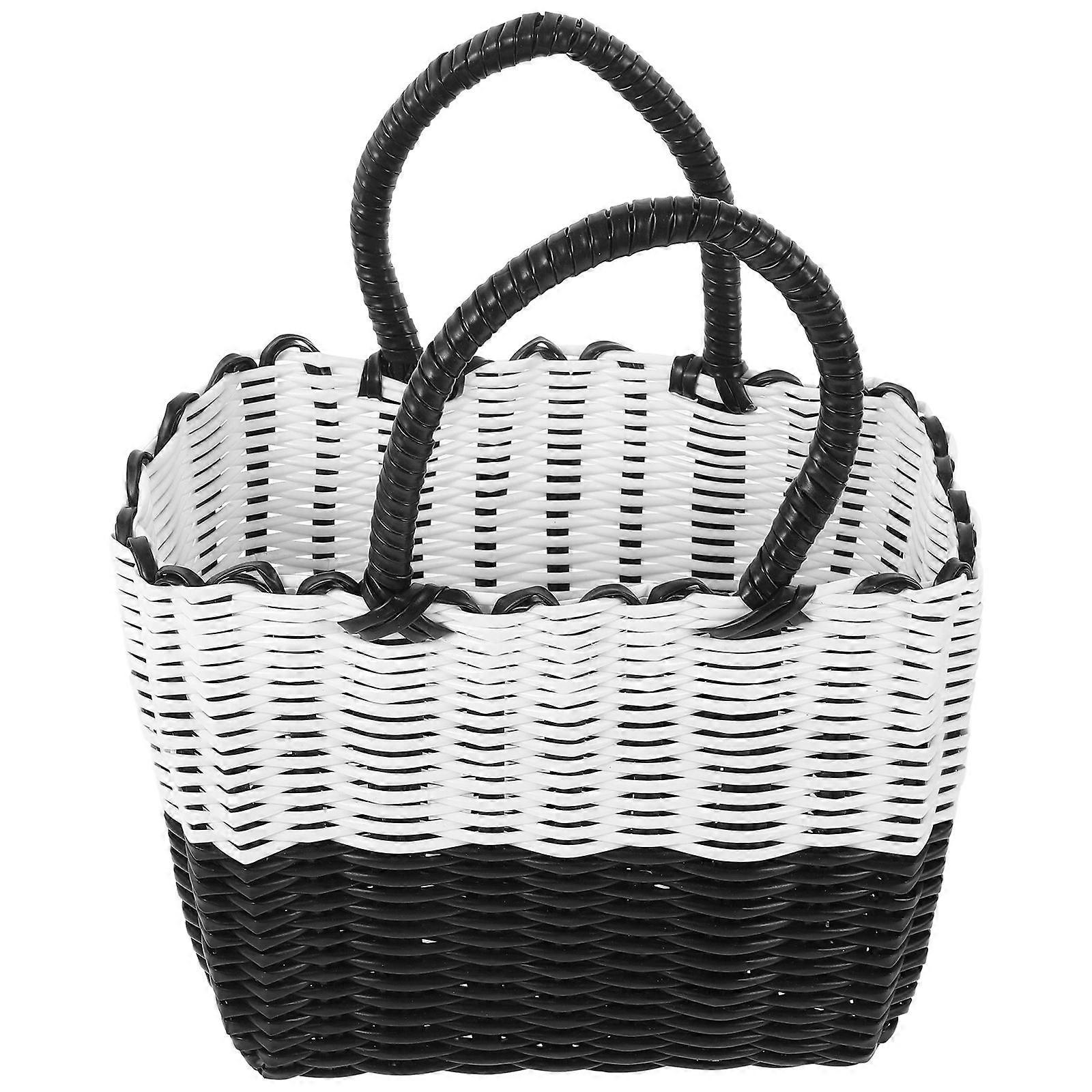 Plastic Multi-Function Woven Basket for Storage Handled Egg Basket Assorted Color