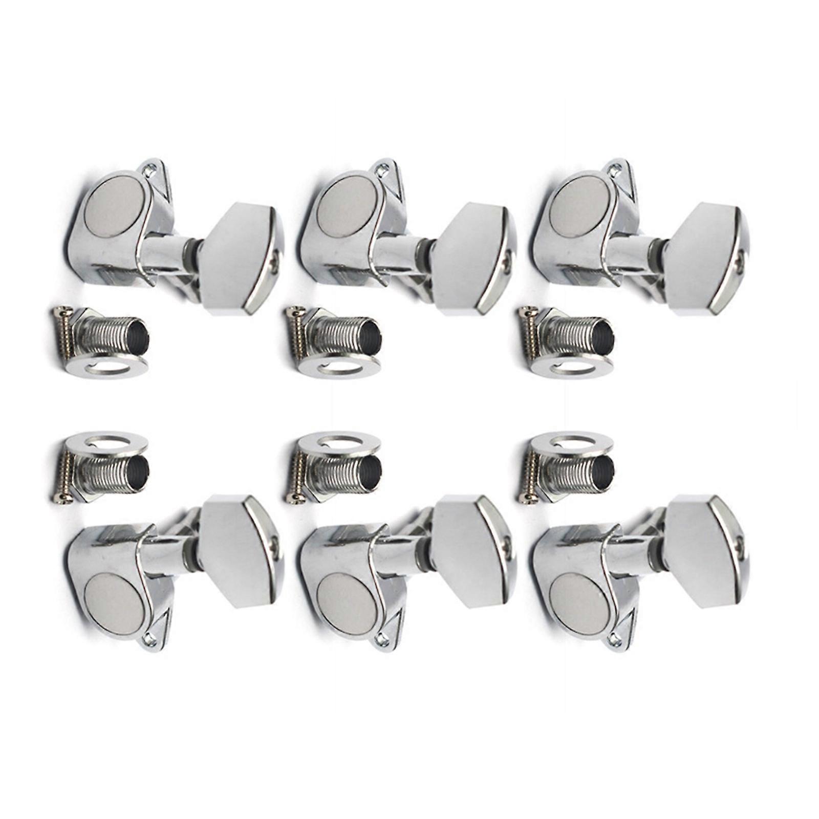 6Pcs Metal Guitar String Tuning Peg Replacement Guitar Machine Head Knobs Tuning Key Acoustics Guitar Tuner Enduring  Silver