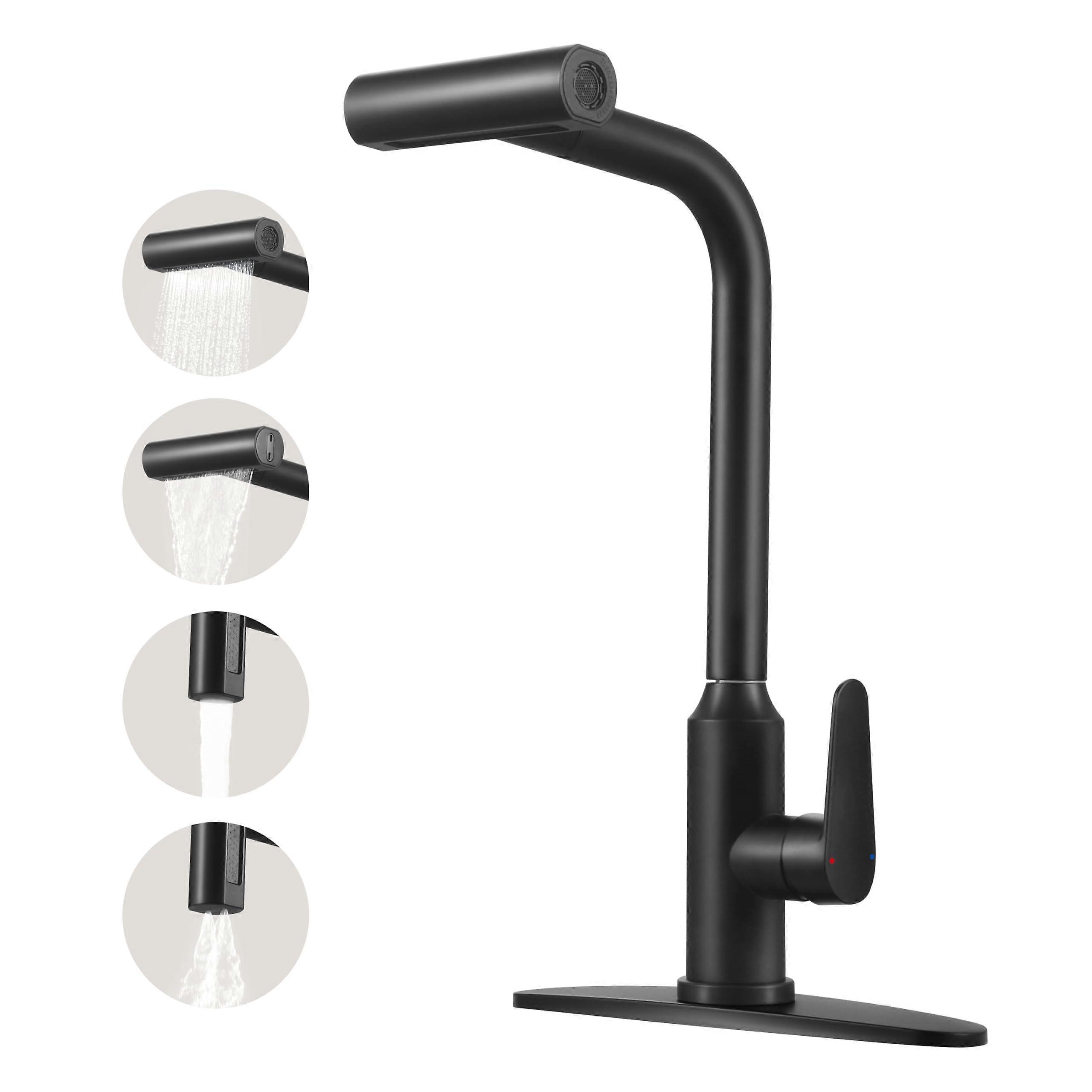 Pull Down Kitchen Faucet Matte Black Single Handle Touch Control Brushed Nickel  Arc Lead
