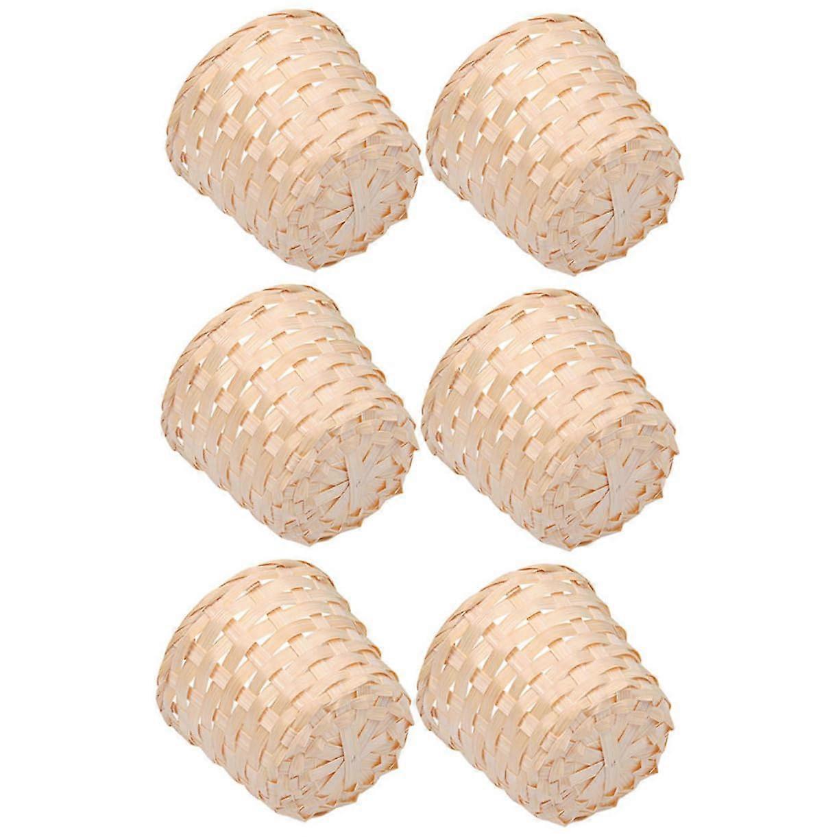6pcs Bamboo Woven Storage Baskets Durable Multipurpose Organizer for Home and Desktop Use