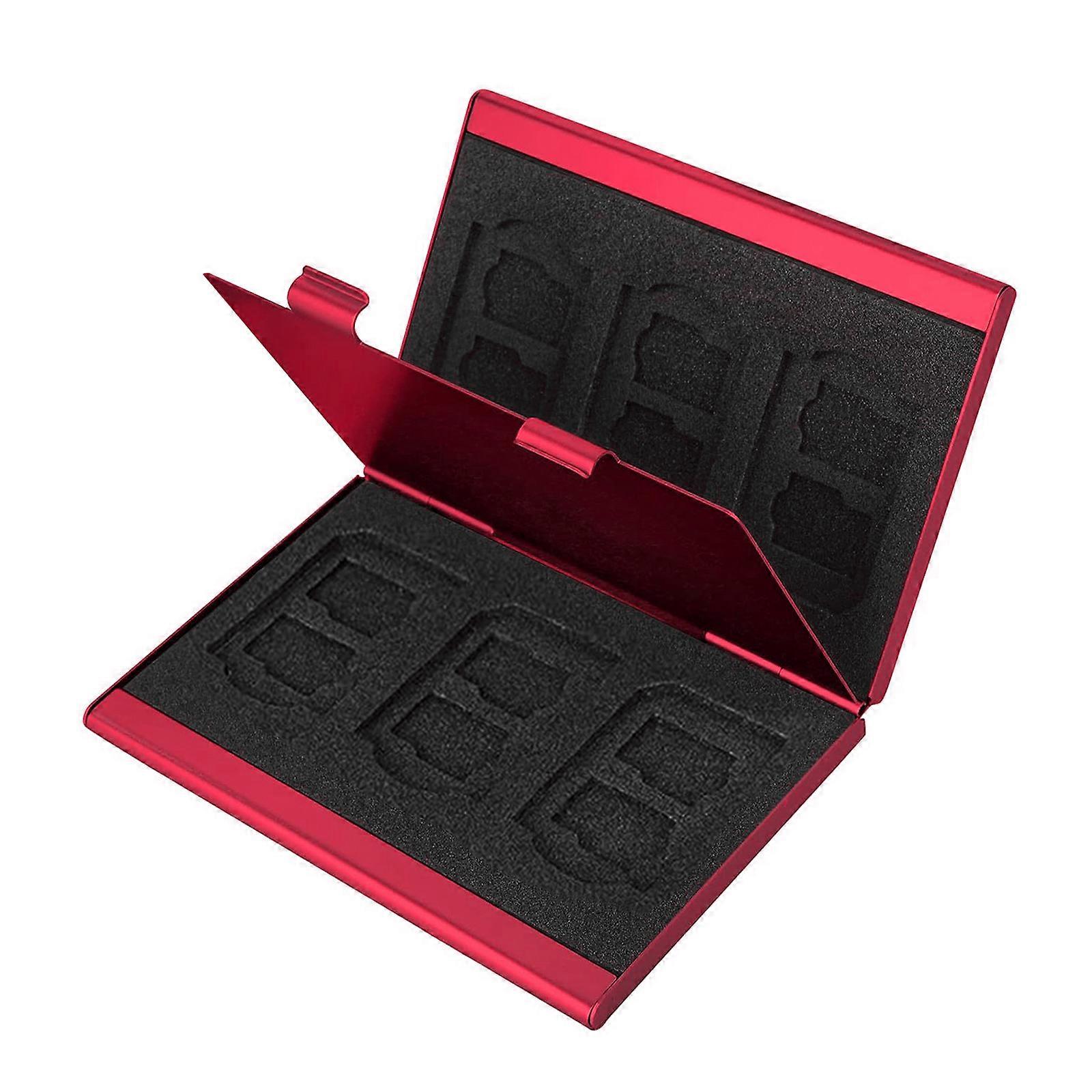 Portable Aluminum Alloy Card Case Protective Interior for Storage of Personals Belongings During Trip  Red