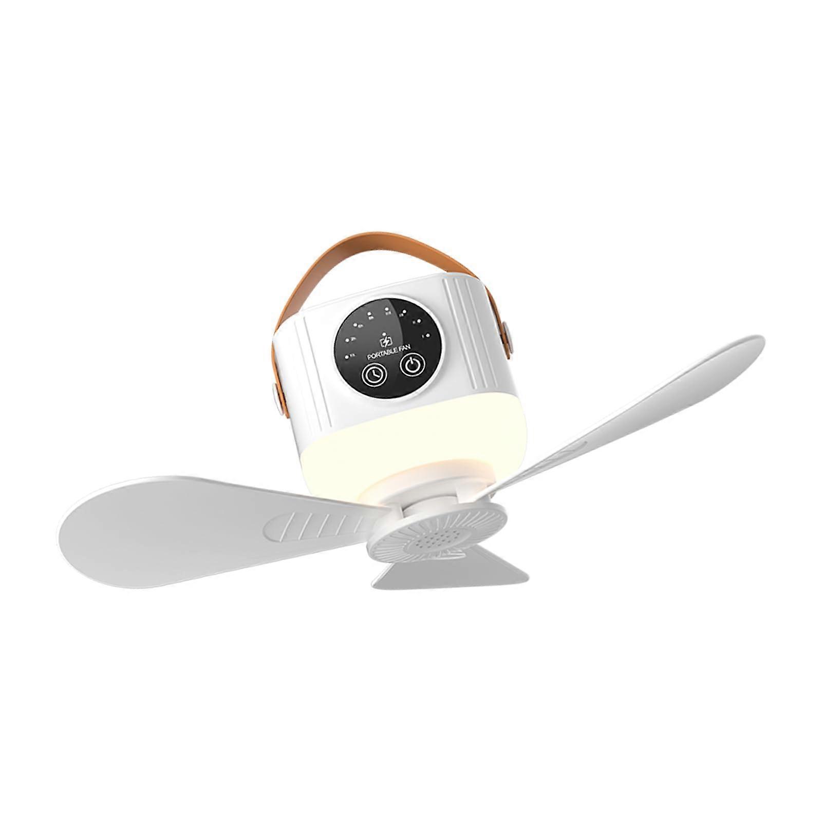 USB Rechargeable Camping Fan with Remote, LED Light, 4 Speeds, 7200mAh Battery for Tent