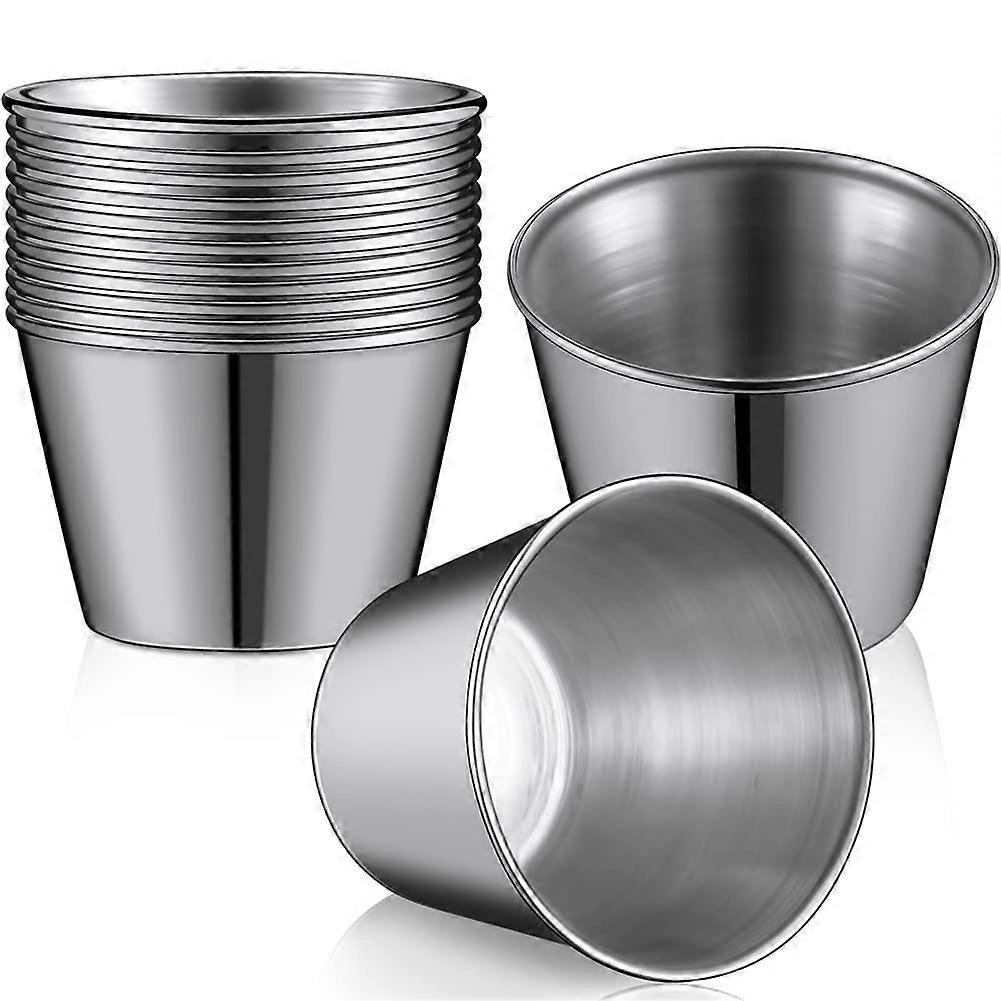 48 Pack Stainless Steel Sauce Cups 1.5Oz Reusable Condiment Containers Stackable for Parties