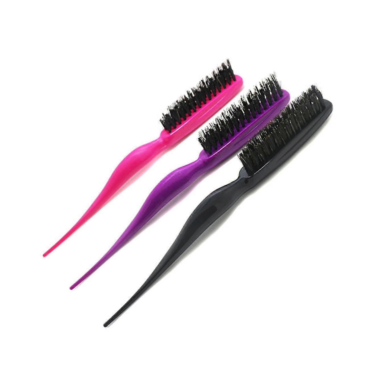 4pcs Boar Bristle Teasing Brush Hair Styling Comb Set with Ergonomic Grip and Precise Sectioning Tip