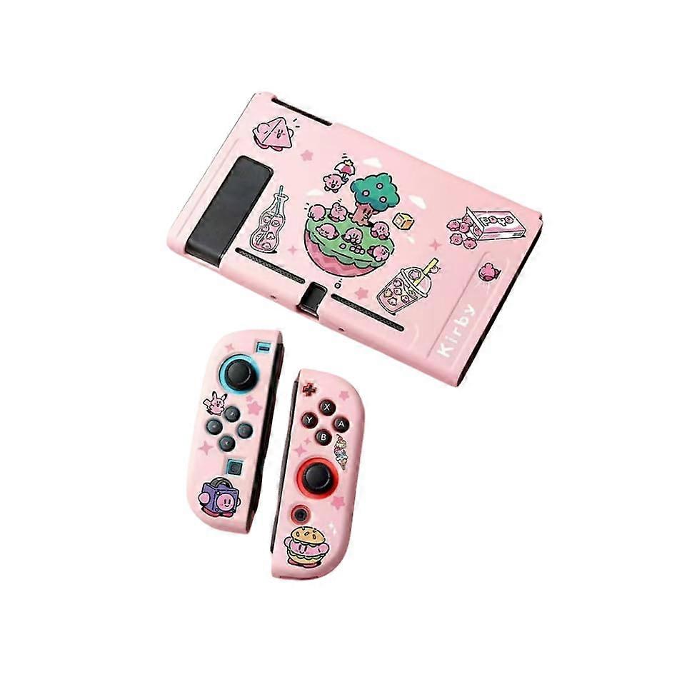 Protective Case and Skin Set for Nintendo Switch, Kawaii Pink Full Coverage Vinyl with Controller Covers